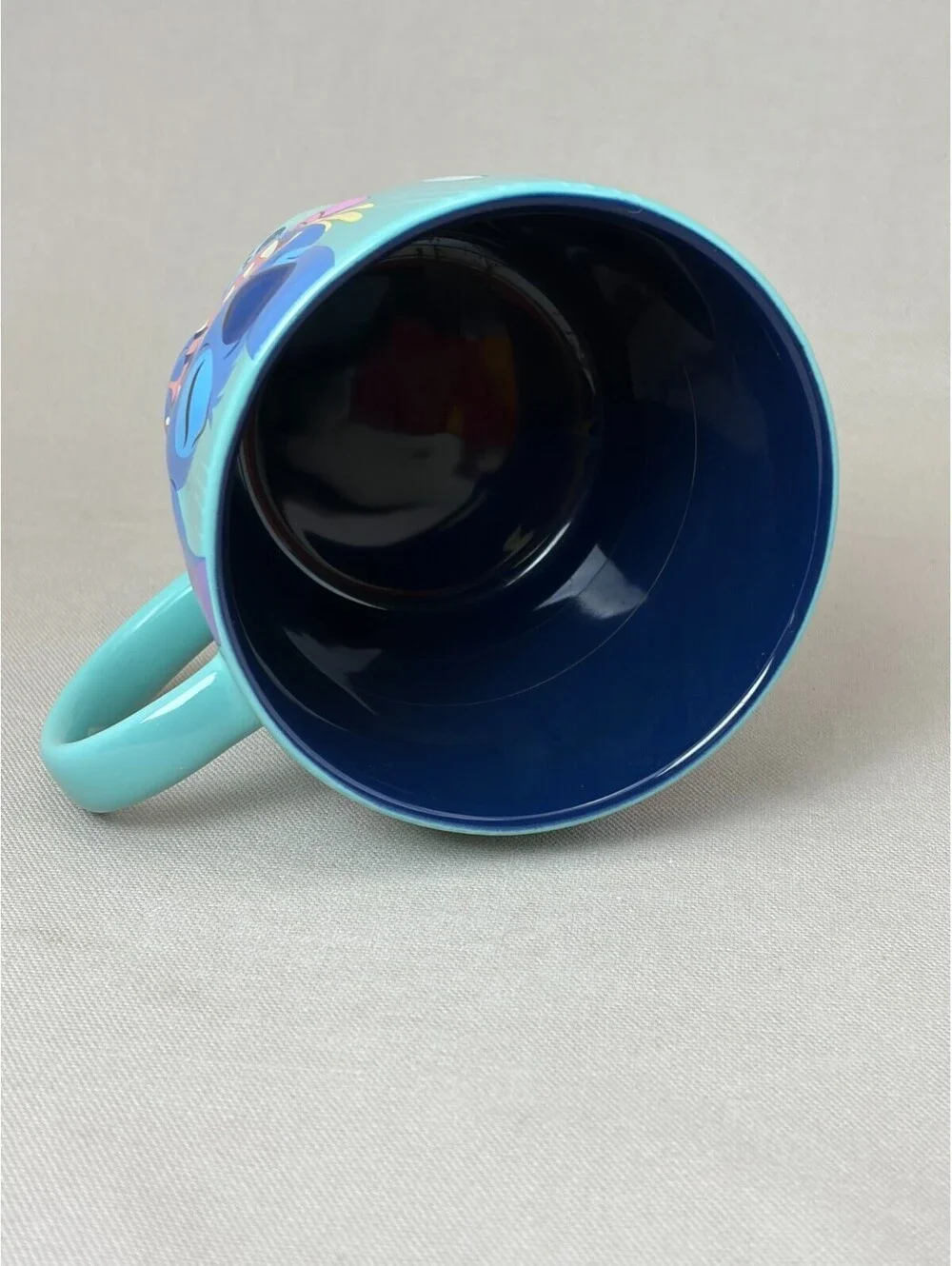 Disney Parks Stitch Coffee Mug Mornings Bad Coffee Good Scrump Teal Blue Cup 16o
